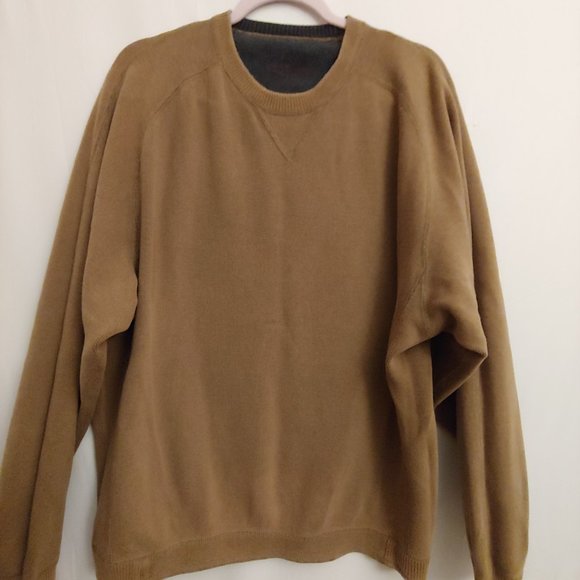 Tommy Bahama mens crewneck reversible tobacco gold and grey sweater - Picture 1 of 14